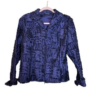 Samuel Dong Textured Zip Jacket‎ Women's M Abstract Art Wear Purple Avant Garde